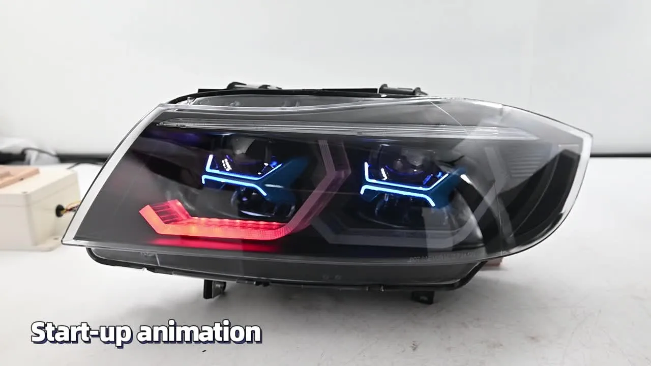 For BMW 3 Series E90 E91 2005-2012 RGB LED Headlights Assembly Pair Multi Color Xenon Head Lamps Projector Angel Eyes Custom DRL