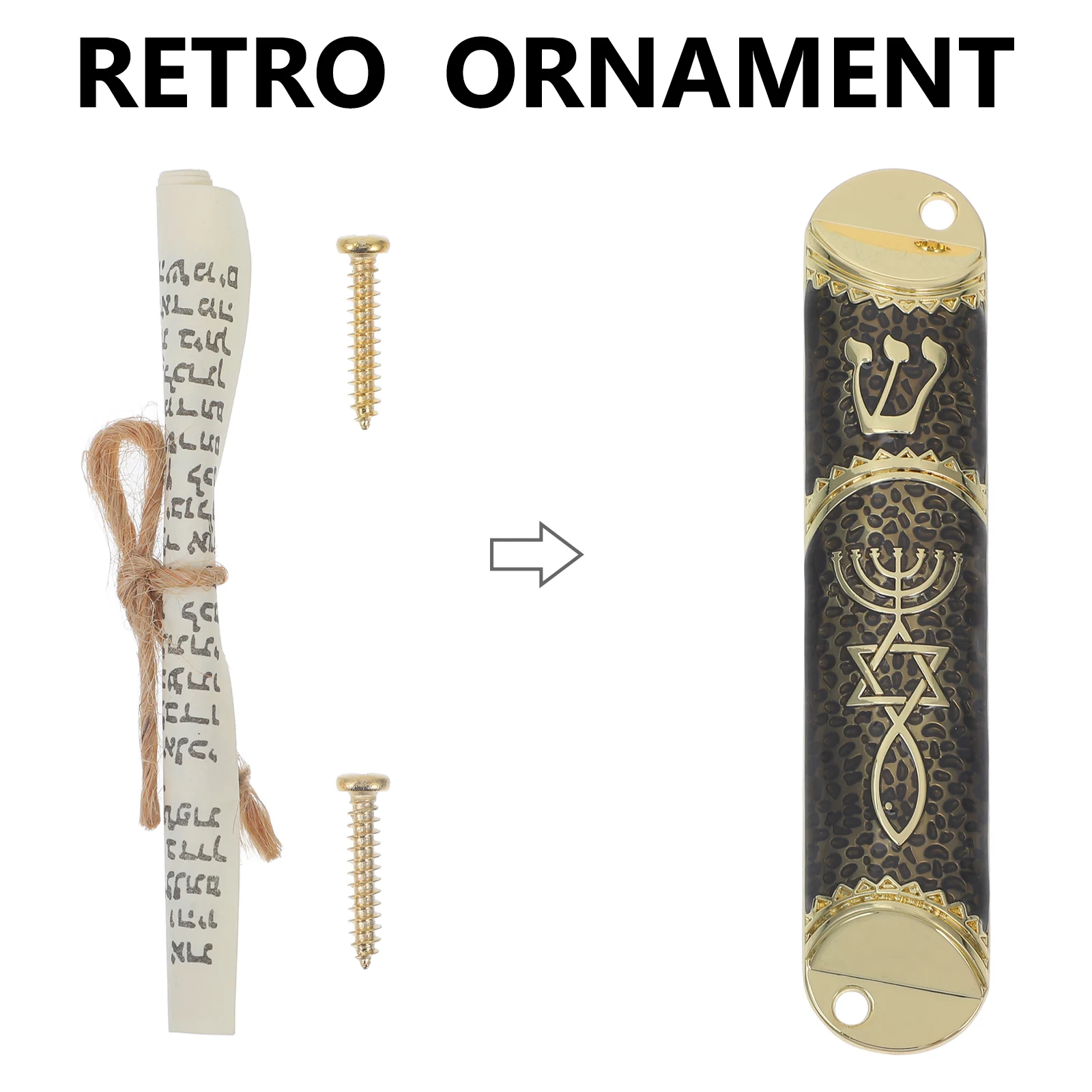 

1 Piece Metal Mezuzah with Scroll Classic Jewish Blessing Home Decor Door Side Religious Gift Golden Black Color Long Term Use