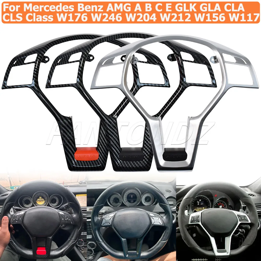 

Car Steering Wheel Cover Trim Panel For Mercedes Benz AMG A B C E GLK GLA CLA CLS Class W176 W246 W204 W212 W156 W117 Decoration