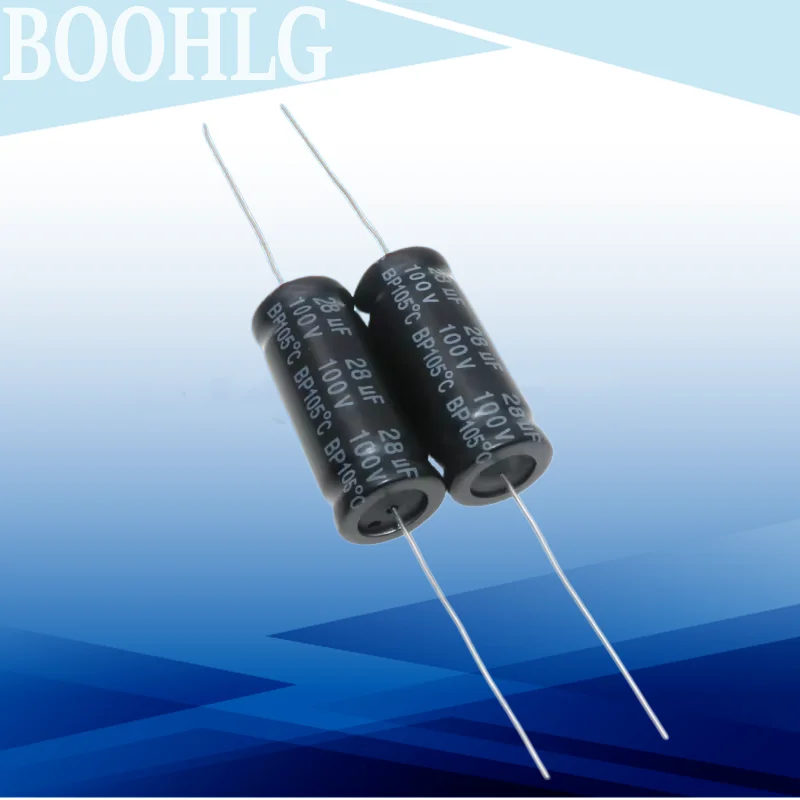 5PCS Original High Quality Long Life Audio Speaker Audio Frequency Division Axial Stepless Capacitor 100V 28UF 13X31mm