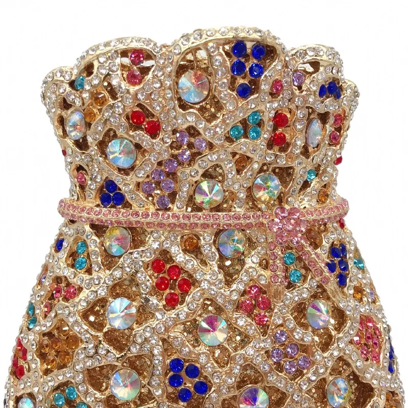 Luxuriöse Damen-Abendtasche mit Diamanten und Kristallen, Elegante Clutches, Klassische Braut- und Hochzeitstaschen – Detail 14