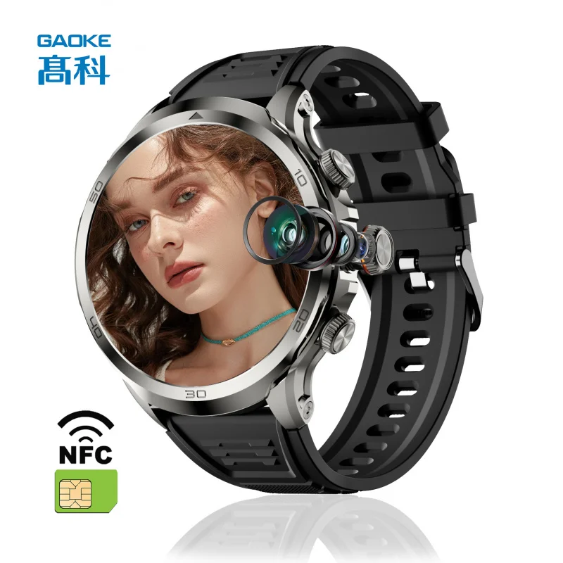 GAOKE H19 Cellular Man Sports Heart Rate Smartwatch 4G Sim Card Round Android Smart Nfc Payment With Camera