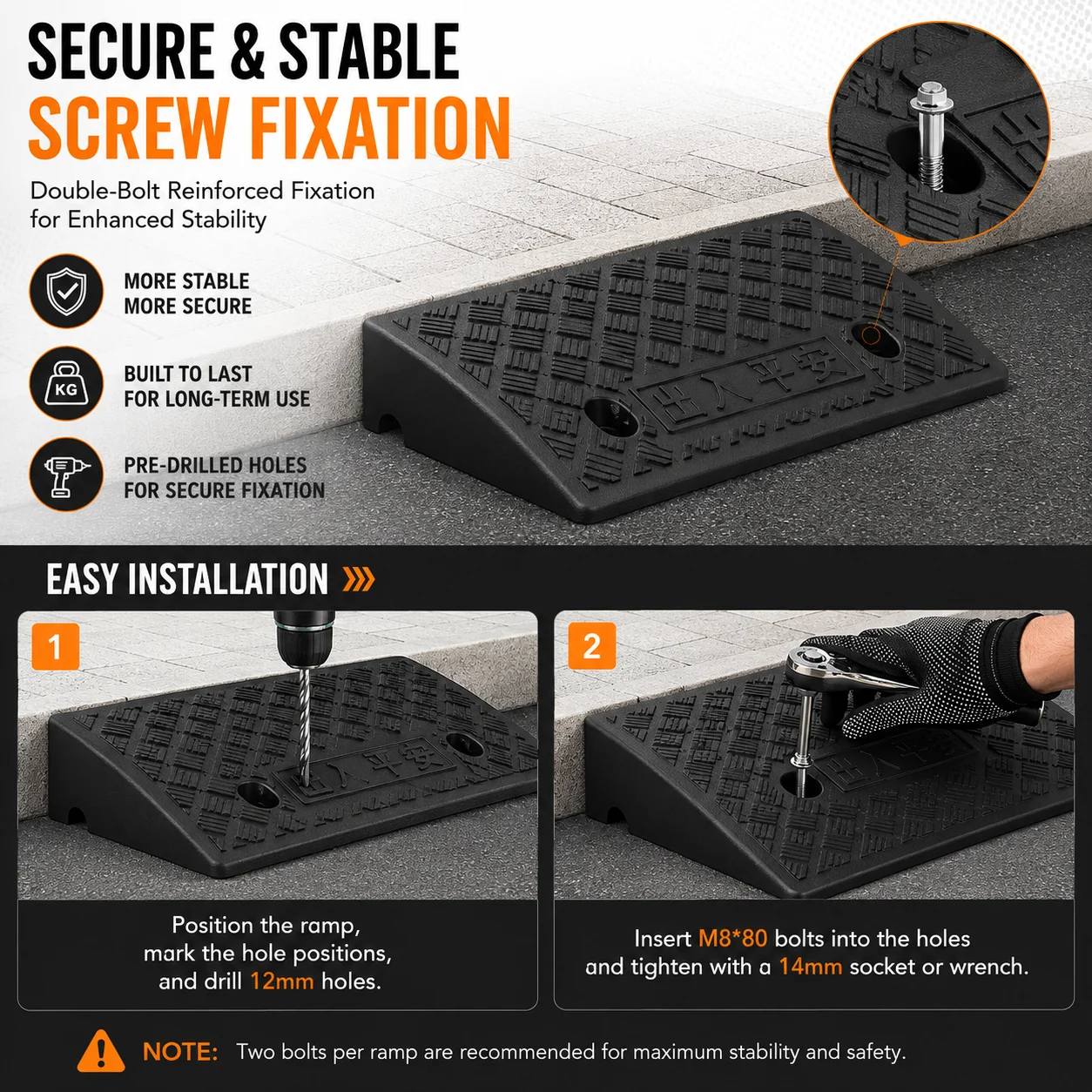Portable Plastic Curb Ramp Set for Driveways and Sidewalks