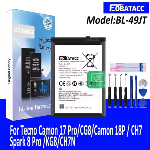 EOTABACC High Quality 100% Original BL-49JT Battery For Tecno Camon 17 Pro/CG8/Camon 18P / CH7 /Spark 8 Pro /KG8/CH7N Phone Batt