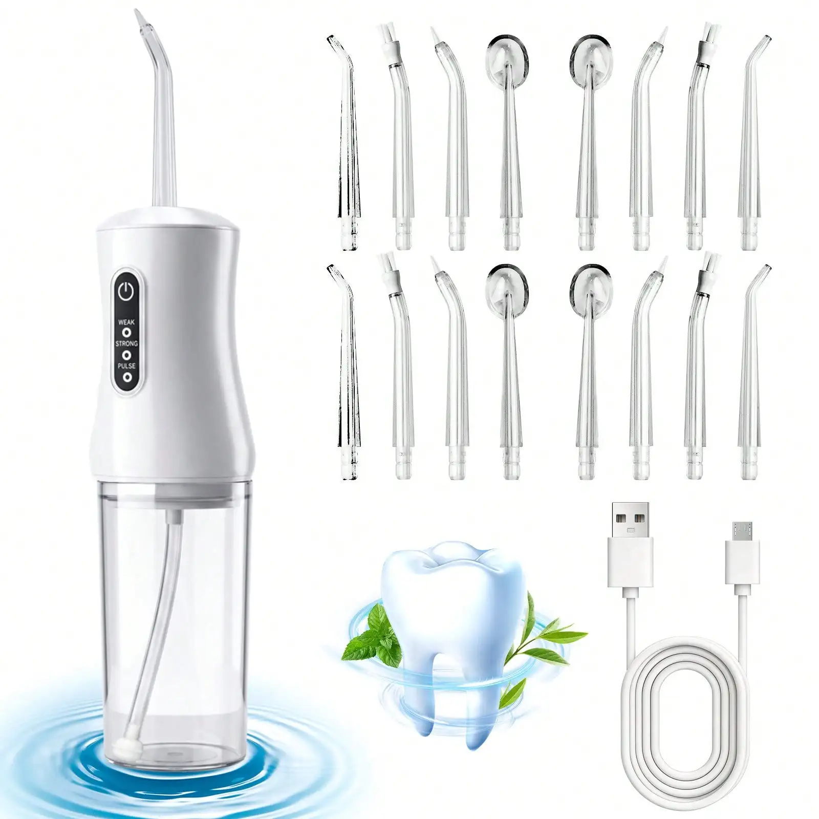 Electric Flosser With 4 Interchangeable Tips To Remove Plaque, Stains, And Tartar; Easy To Use And Helps Maintain Oral Hygiene; Rechargeable, Portable Oral Irrigator Suitable For Travel And Home Use., Gift