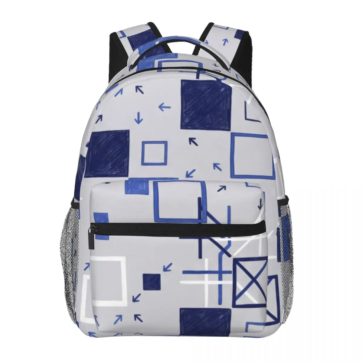 Blue Aesthetic School Backpack Checker Commuter Arrow Square Urban Commuter Light Gray Navy Clean White Lightweight Daypack Boys