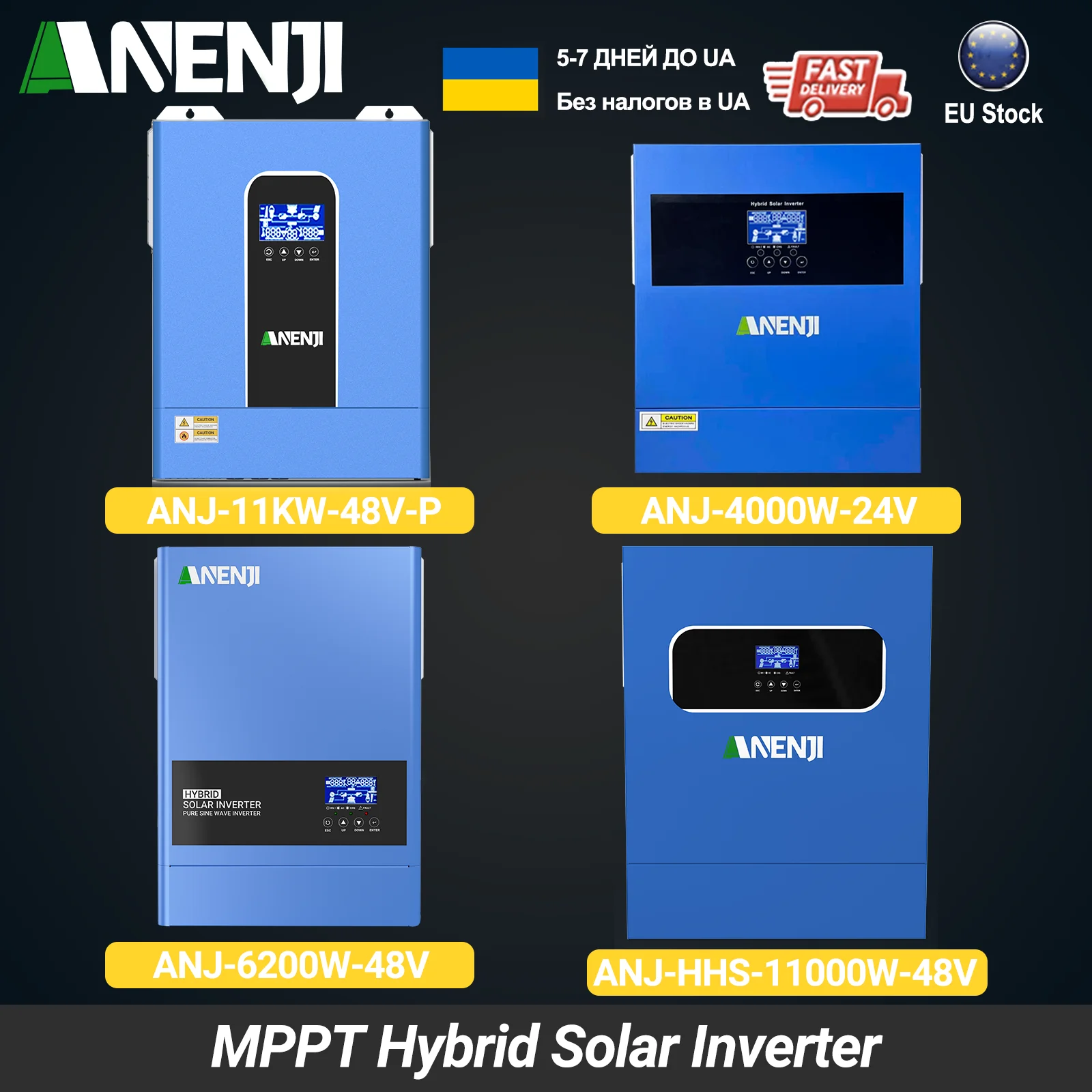 ANENJI 4,2KW 24V 6,2KW 48V 11KW Hybrid-Solarwechselrichter 220V WIFI MPPT-Wechselrichter Reine Sinuswelle Inversor Solar Híbrido für Solaranlagen