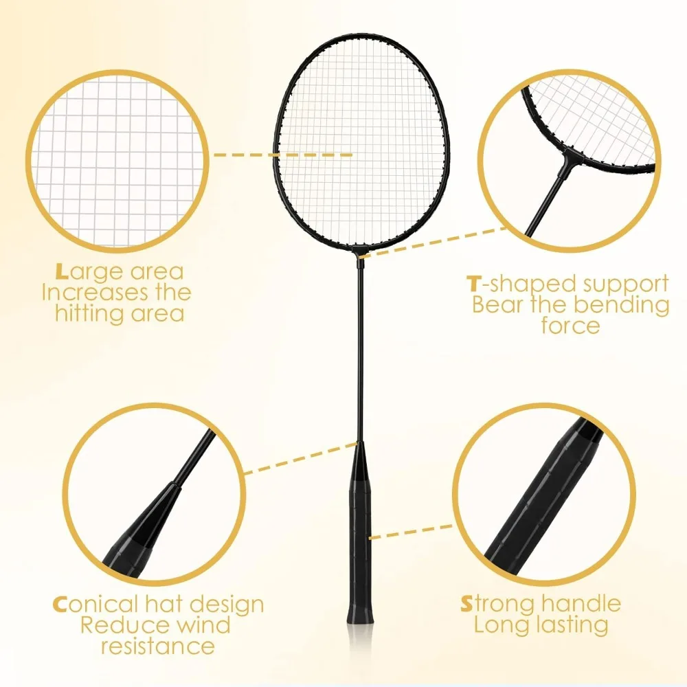 12 Pcs Badminton Rackets with 18 Nylon, Badminton Racquet Bulk, Shuttle Badminton Set for Adults,Youth Beginners Advanced Player