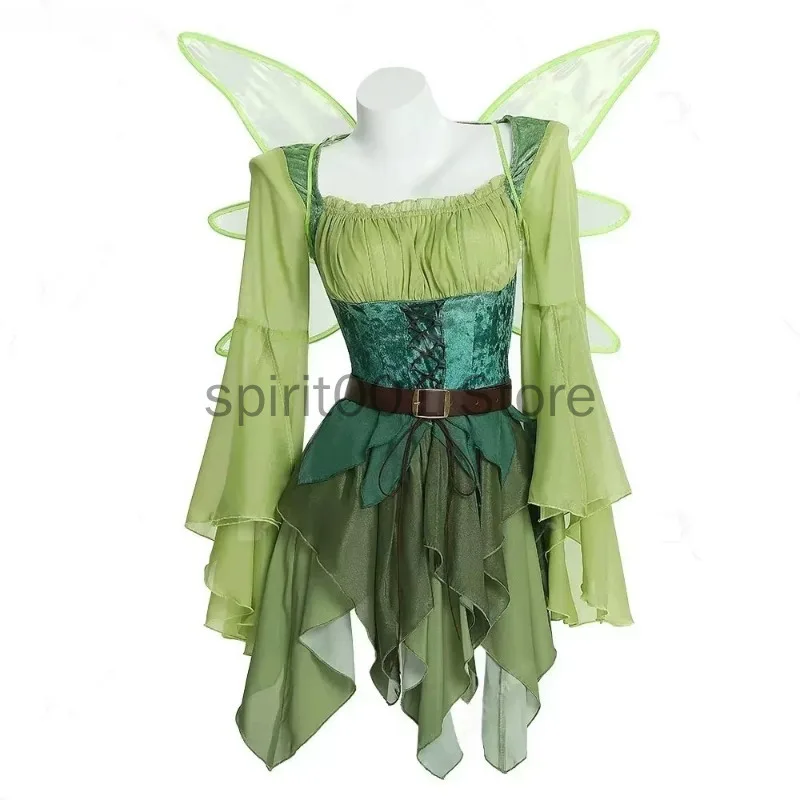 

Women's Green Magic Elf Dress Halloween Role Play anime Costumes Stage Performance Medieval Cosplay Costumes Party purim dress
