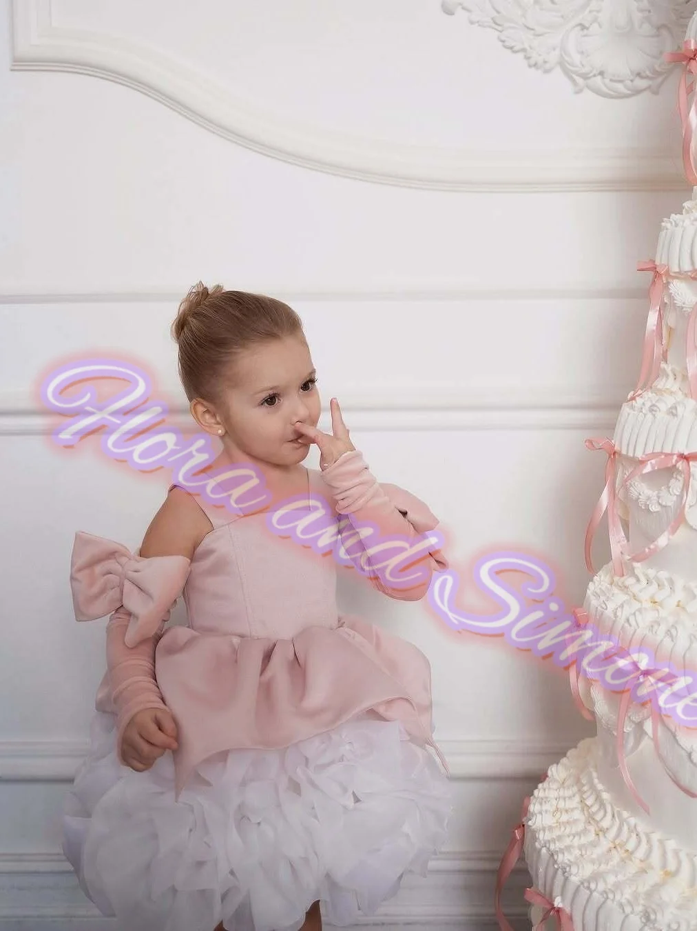 Girls Floral Flared Mini Dress Flower Girl Dress Christmas Detachable Sleeves Ruffled Velvet Hem Girls Birthday Party Dresses.