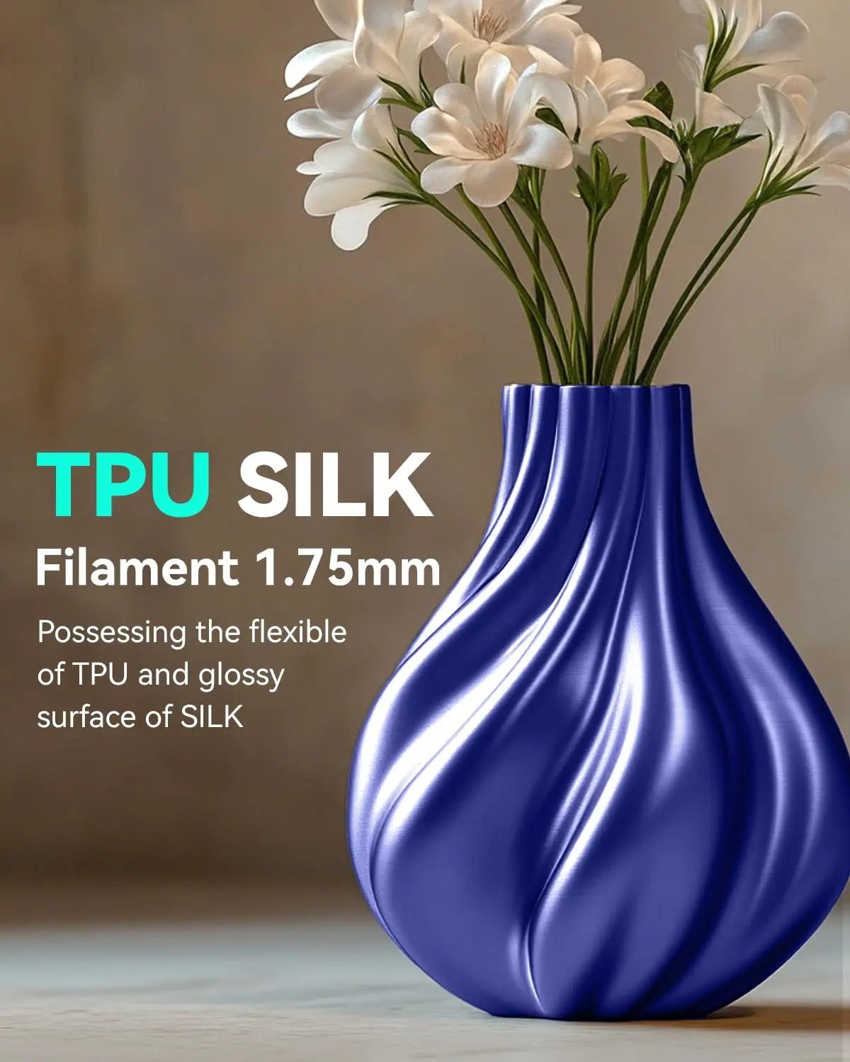 SUNLU TPU Silk Filament 1,75 mm Tolerancje ±0,03 mm 1 kg Szpula Elastyczny błyszczący jedwabny filament o gładkiej powierzchni do drukarki 3D FDM — zdjęcie 5