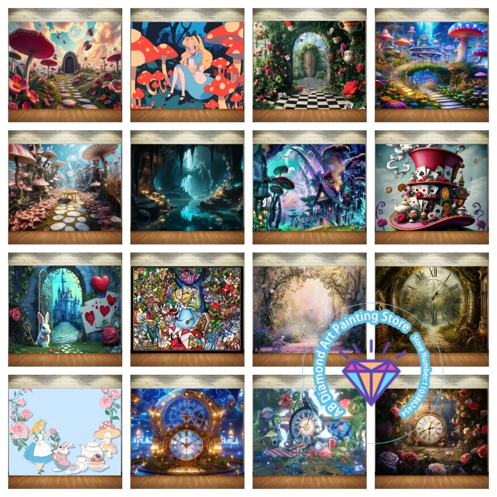 

Enchanted Forest Alice Wonderland AB Diamond Painting Kit Square Round Diamond 5D DIY Mosaic Handmade Art Unique Gift Home Decor