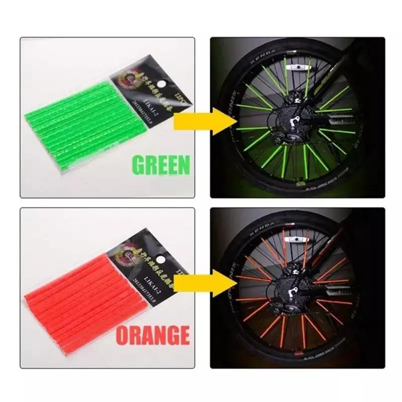 12pc Bicycle Wheel Rim Spoke Clip Night Safety Warning Light Bicycle Reflective Reflector Strip MTB Bike Cycling Accessories