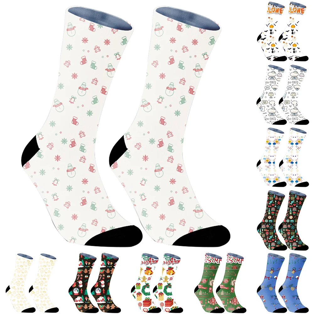 2024 New Summer Thin Breathable Socks Flowers Birds Art Cat Animal Print Harajuku Long Cotton Transparent Socks