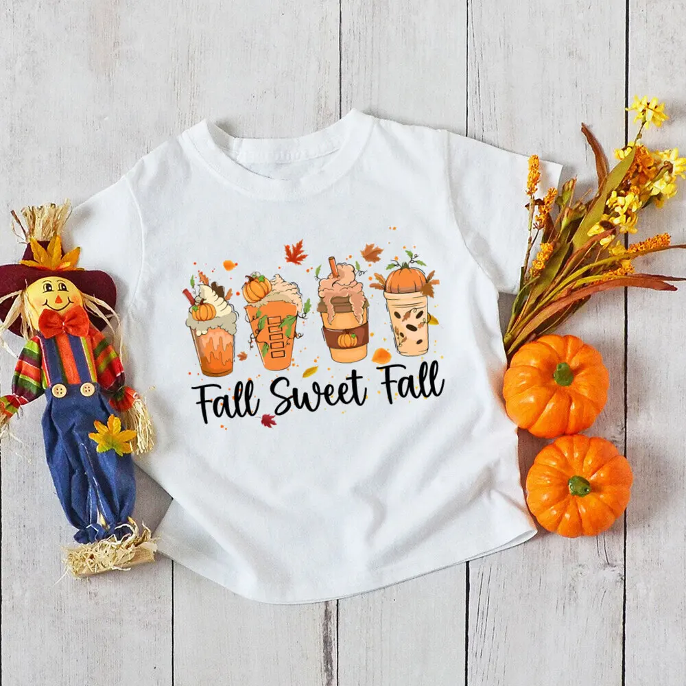 Cutest Pumpkin in The Patch Print Shirt Kids Thanksgiving Halloween Party T-shirt Boys Girls Short Sleeve Tee Child Holiday Tops