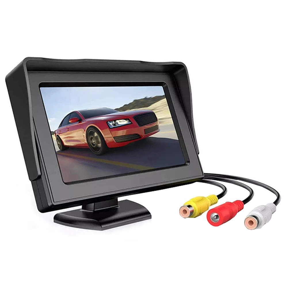 4.3 Inch Screen TFT LCD Car Monitor with 2 Way AV Input Car Reverse Monitor for Rear View Camera Parking Backup Reverse