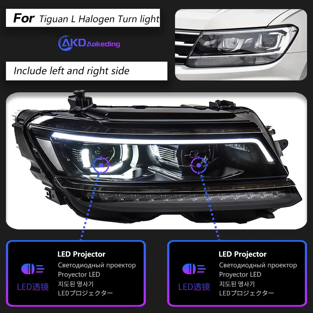 Auto Verlichting Voor Vw Tiguan Led Koplamp 2017-2021 Tiguan Hoofd Lamp Drl Projector Lens Automotive