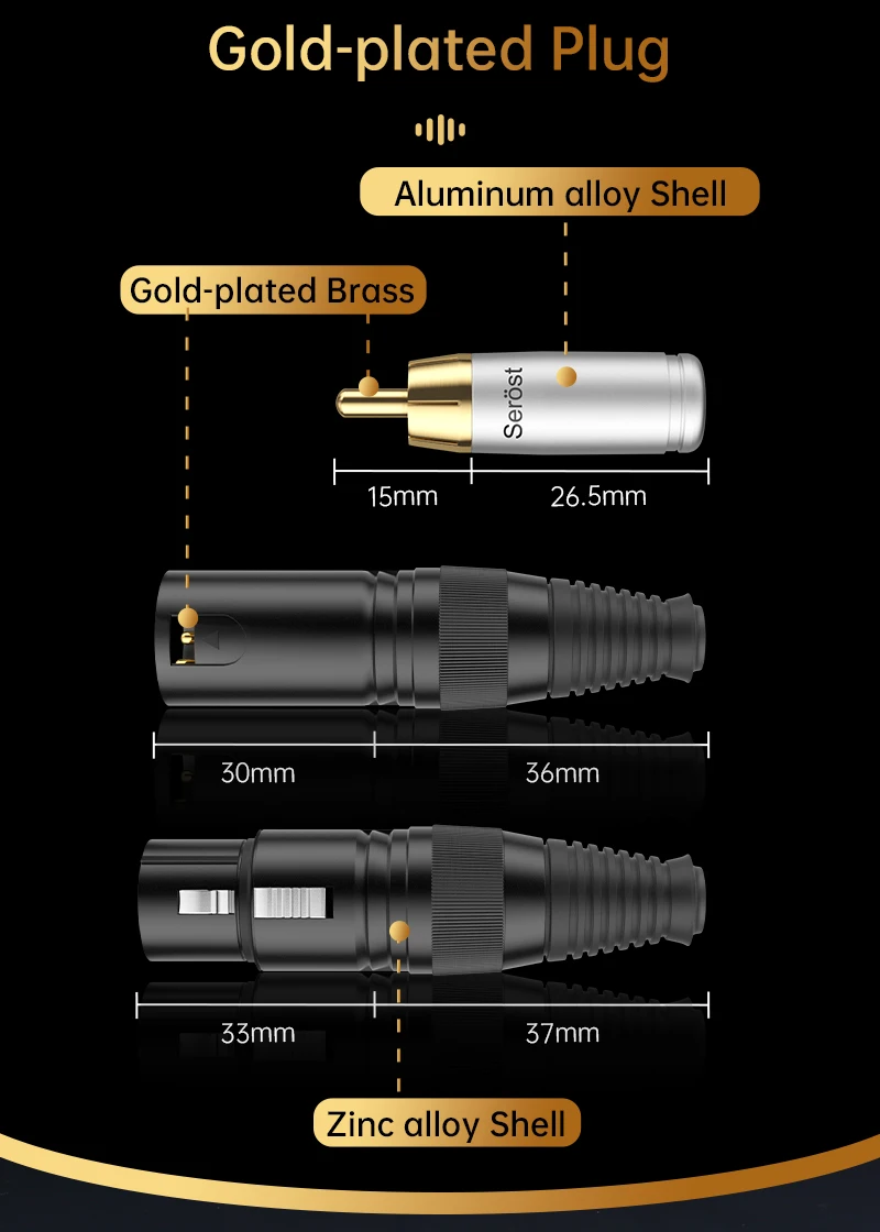 Serost Star HiFi OFC Audiokabel aus sauerstofffreiem Kupfer, RCA-zu-XLR-Adapter für CD, DAC, DSP, Verstärker, Lautsprecher, Balance-Kabel – Detail 5