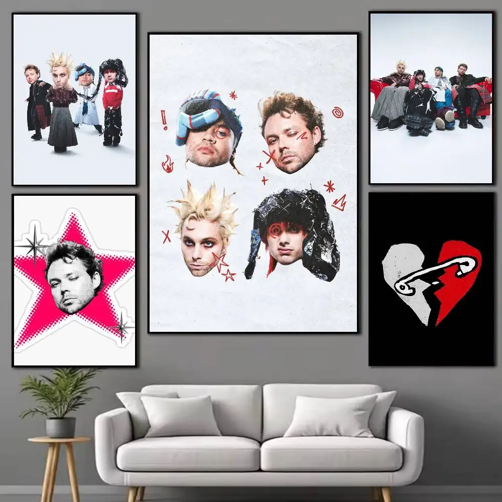 5-Seconds of S-Summers 5SOS Poster Waterproof Wall Art Sticker For Bar Living Room Vintage Decor High Quality Print Gift