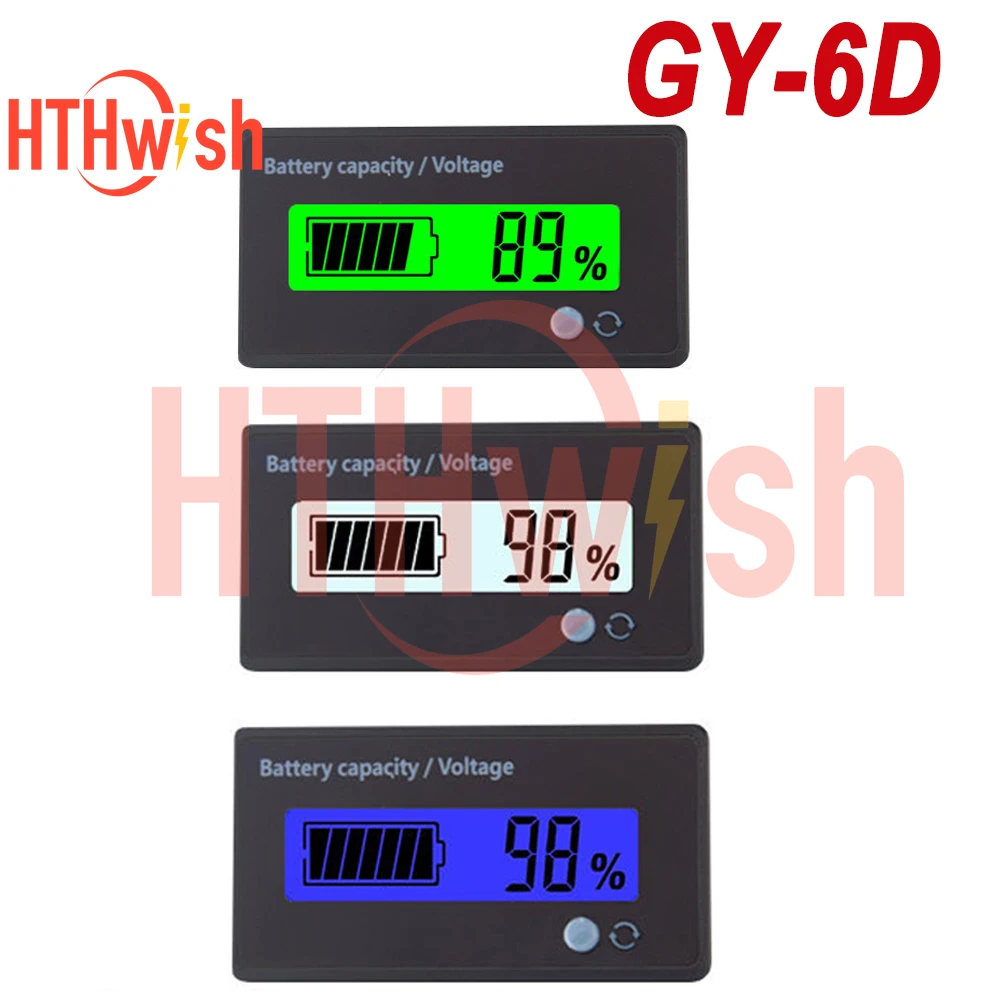 1PC LED Digital Voltmeter Meter 12V/24V/36V/48V Acid Lead Lifepo4 Lithium Battery  Capacity Indicator Tester for Car/Motorcycle