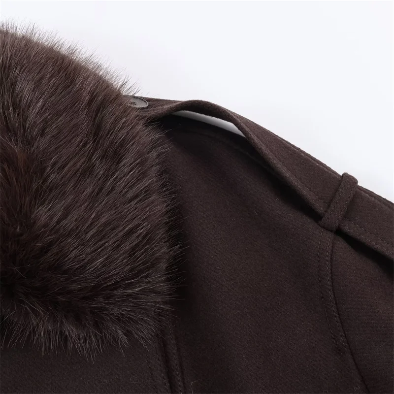 レディース ハイストリート カジュアル ミックスニットコート フェイクファー襟付き 秋冬 2025年新作