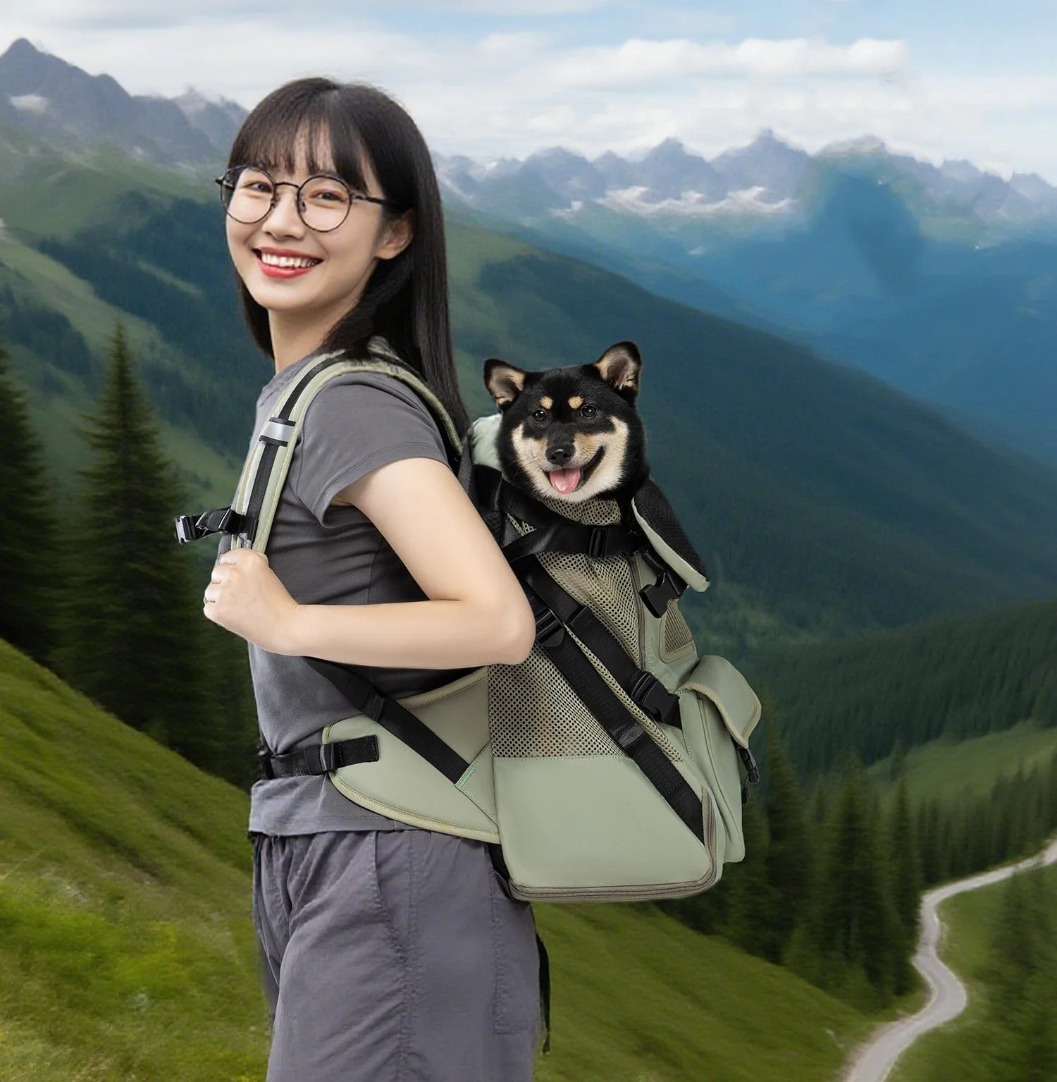 

pet vertical backpack large-capacity dog outdoor hiking backpack waterproof dog chest bag dog breathable carrier pet bag