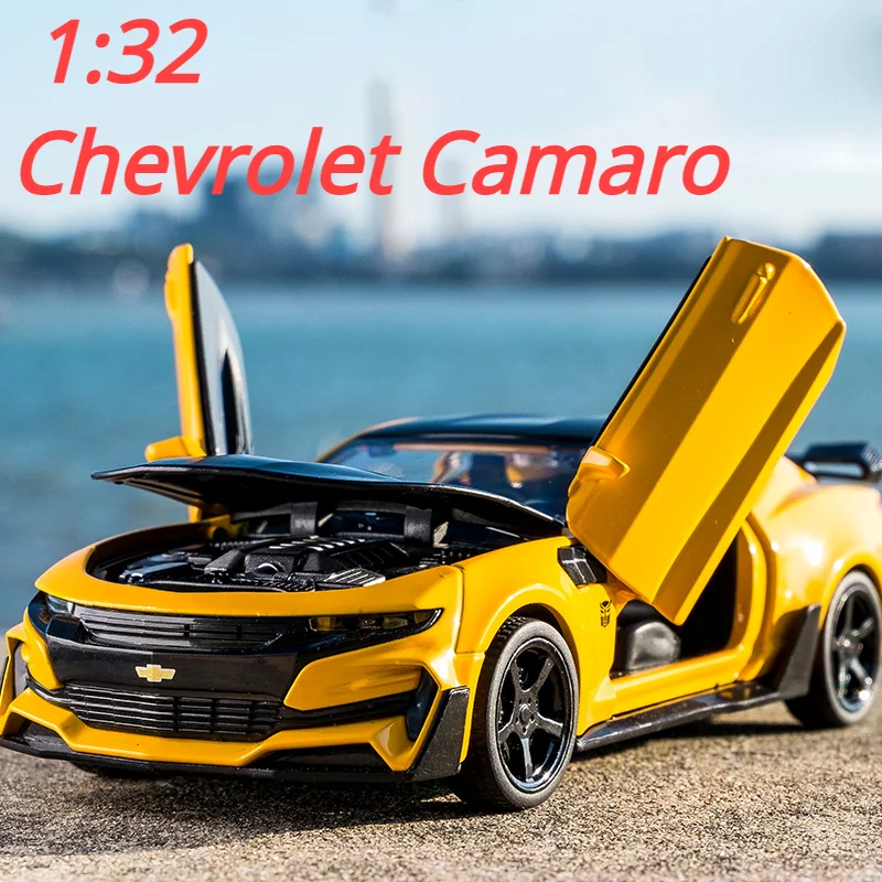 1:32 Alloy Diecast Car Model Chevrolet Camaro Pull Back Sound Light Kids Toy Car Collection For Children's Gifts