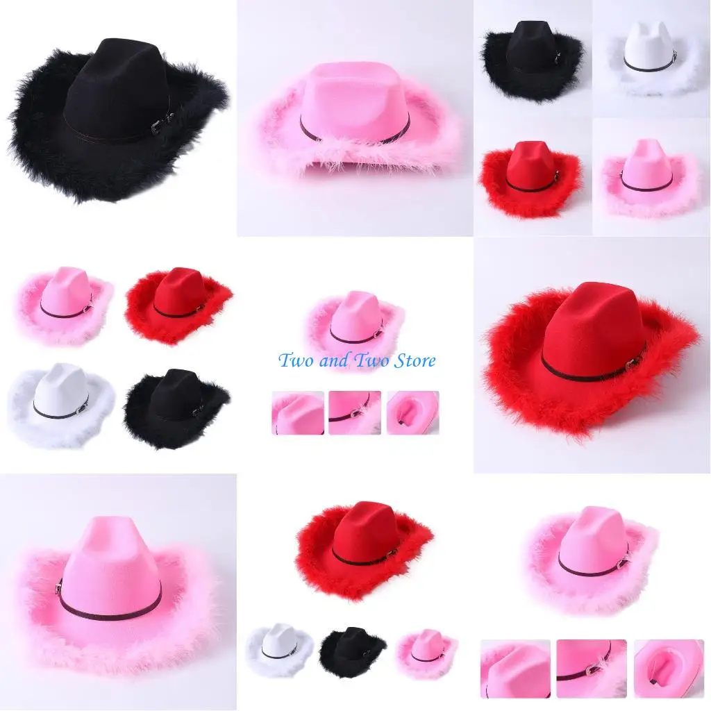 

HX6F Cowgirl Hat Girl Costume Cosplay Cap Household Decoration for Home Festival Shopping Traveling Supply