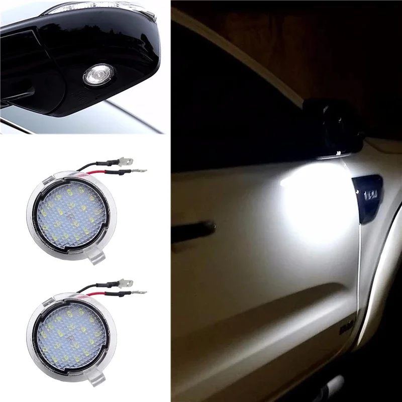 2pcs Car LED Rear Under Mirror Lamps Puddle Lights for Ford F-150 EDGE Explorer Mondeo Taurus S-Max Auto Light Accessories