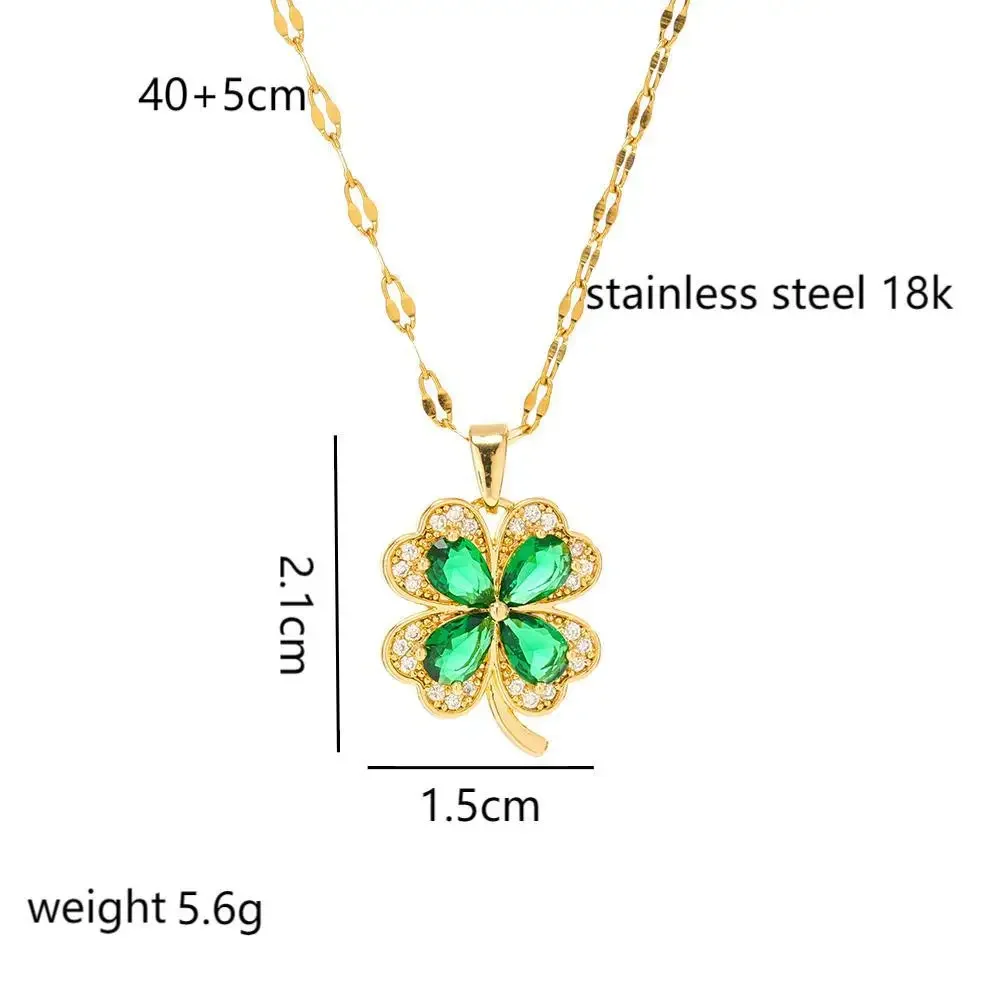 Женские модные аксессуары, универсальная цепочка на ключицу, ожерелье из титановой стали с цветком из четырехлистного циркония.