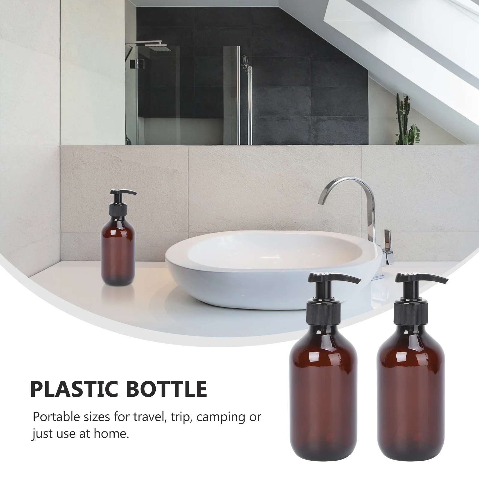 4Pcs 300ml Subpackaging Bottle Refillable Empty Pe Press Pump for Lotion Shampoo Soap Portable Travel Home Bathroom Hotel