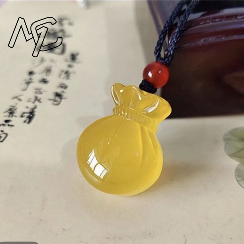 العقيق الطبيعي نعمة حقيبة قلادة قلادة سحر المجوهرات الإكسسوارات منحوتة باليد امرأة محظوظ تميمة سترة سلسلة