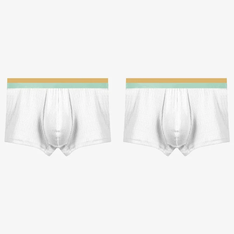 2PCS Men's cotton underwear, straight-leg pants, summer lightweight style, trendy sporty, antibacterial, straight-leg shorts