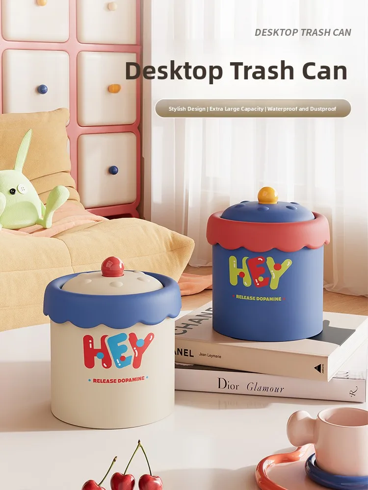 

Милый мультяшный контейнер с принтом и крышкой для рабочего стола, спальни, дома, офиса, пластиковый, круглый, с утолщенным внутренним вкладышем