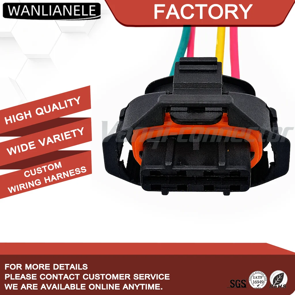 50set 1928403736 4Pin 5mm Pitch Sealed Automotive Connector Female Housing Black PA66 GF30 Car Plug