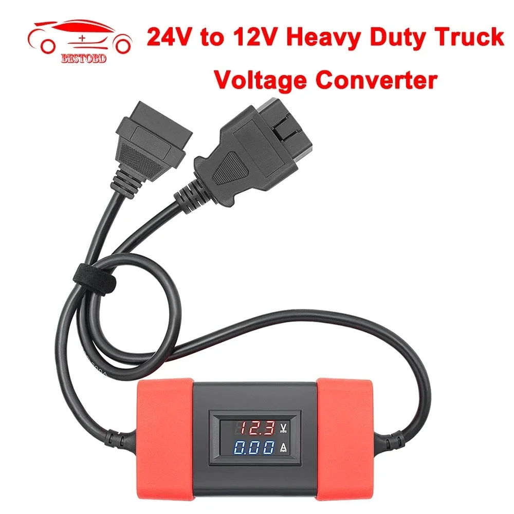 24V to 12V Heavy Duty Truck HD Voltage Converter for Launch Easydiag 2.0 OBD 2 OBD2 Adapter Auto Connector Cable for Thinkdiag