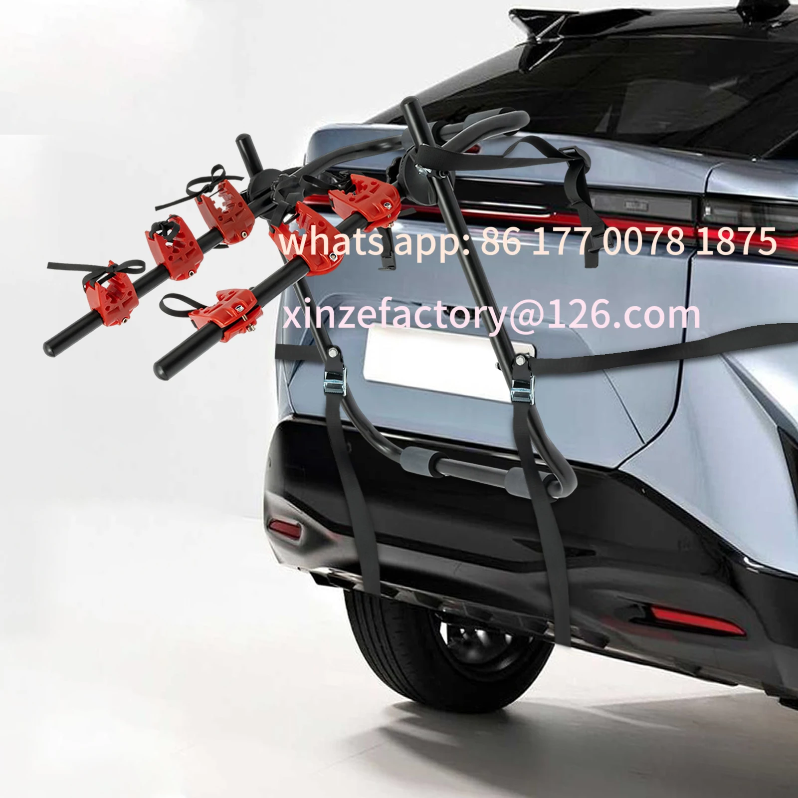 Customizable Trunk Mounted Carrier 3-Bike Trunk Mount Rack Foldable Hatchback Rear Holder for Sedans Minivan SUV Max Load 44.1lb