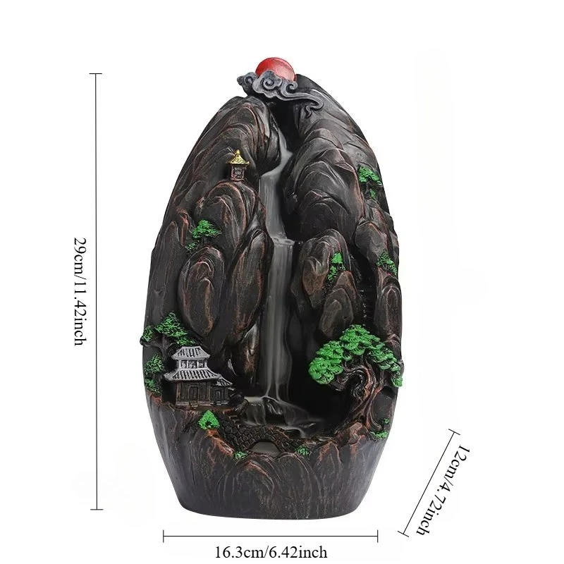 1pc Mountains and Flowing Water Backflow Incense Burner, Creative Ceramic Home Decor Desktop Ornament (Without Incense)