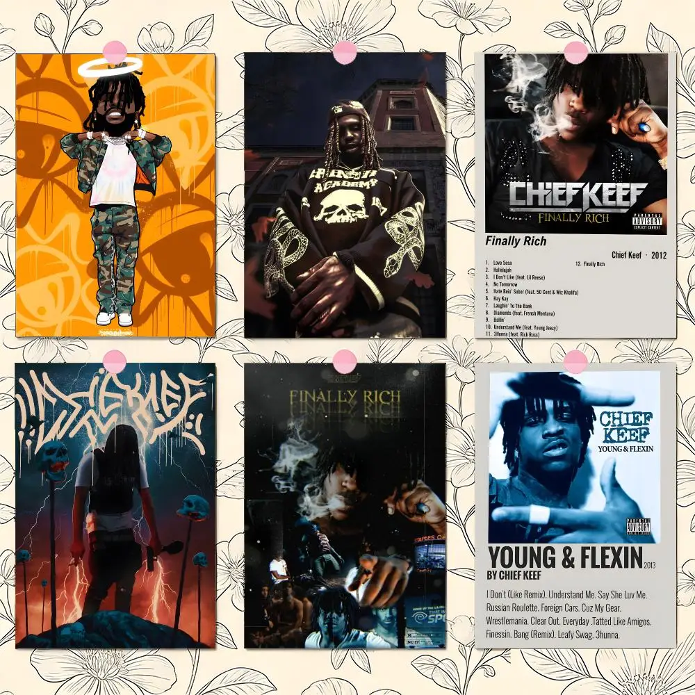 American Hip Hop Rapper C-Chief KeefS Poster Matte Self-Adhesive Wall Art Print Living Room Bedroom Home Decor