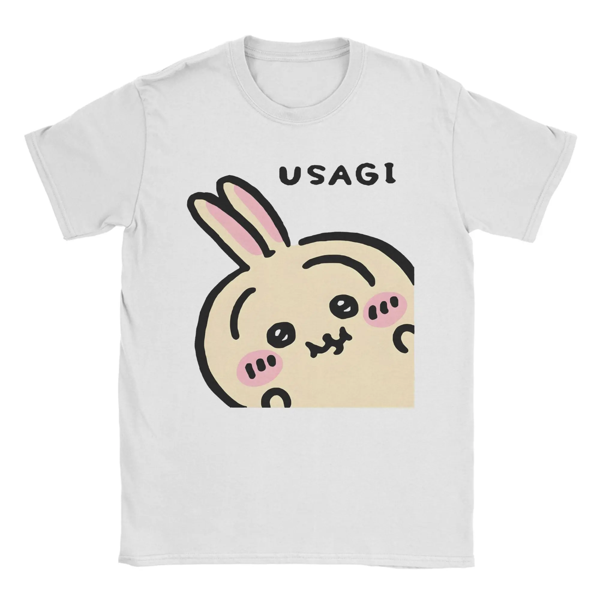 Men's T-Shirt Peek A Boo Usagi Chiikawas Hachiware Funny Cotton Tee Shirt Short Sleeve T Shirts O Neck Tops 4XL