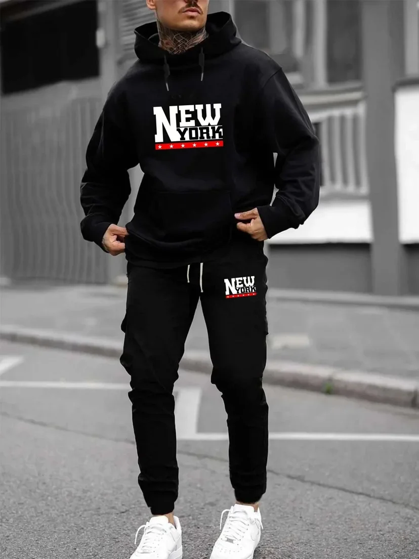 pring and winter men and women can pullover hoodie + jogging pants two-piece hip hop sportswear suit fashion trend