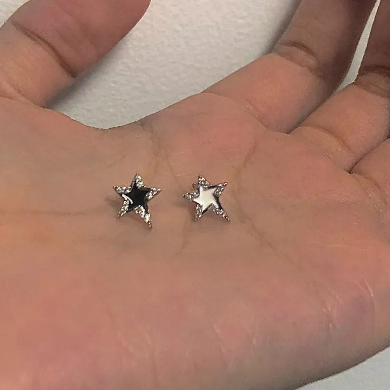 Y2K Earrings Pentagonal Star Stud Earrings for Women Girl New Gothic Punk Design Earrings Removable Simple Earrings 2023 New