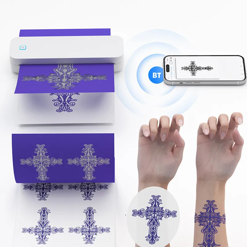 Printer Stensil Tato Nirkabel Portabel Mesin Fotokopi Transfer Foto Bluetooth Tanpa Tinta Catatan Memo Dokumen PDF Printer Termal A4