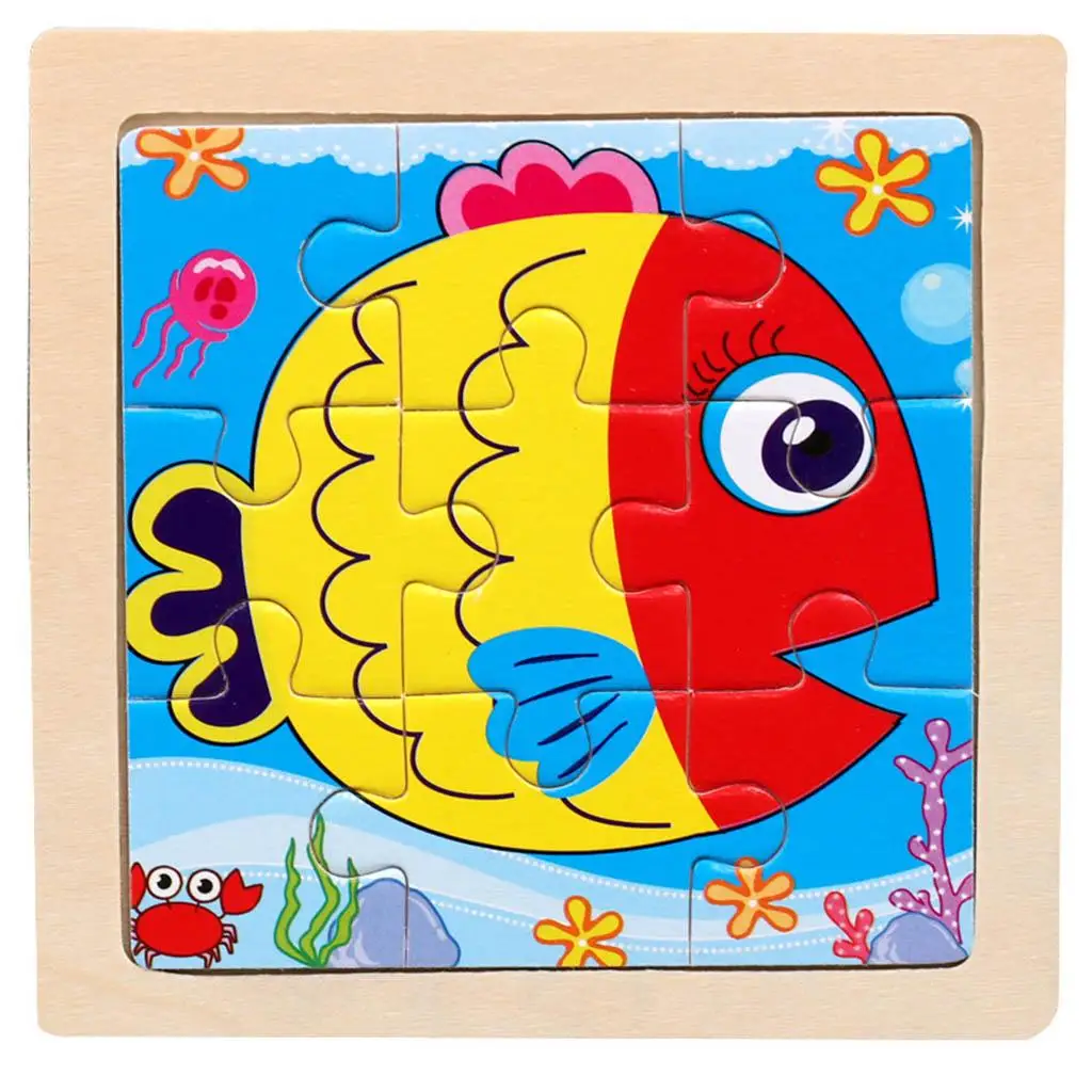 Wooden Animal Toddler Puzzle Early Learning Educational Toy for Children Kids Brain Development Preschool