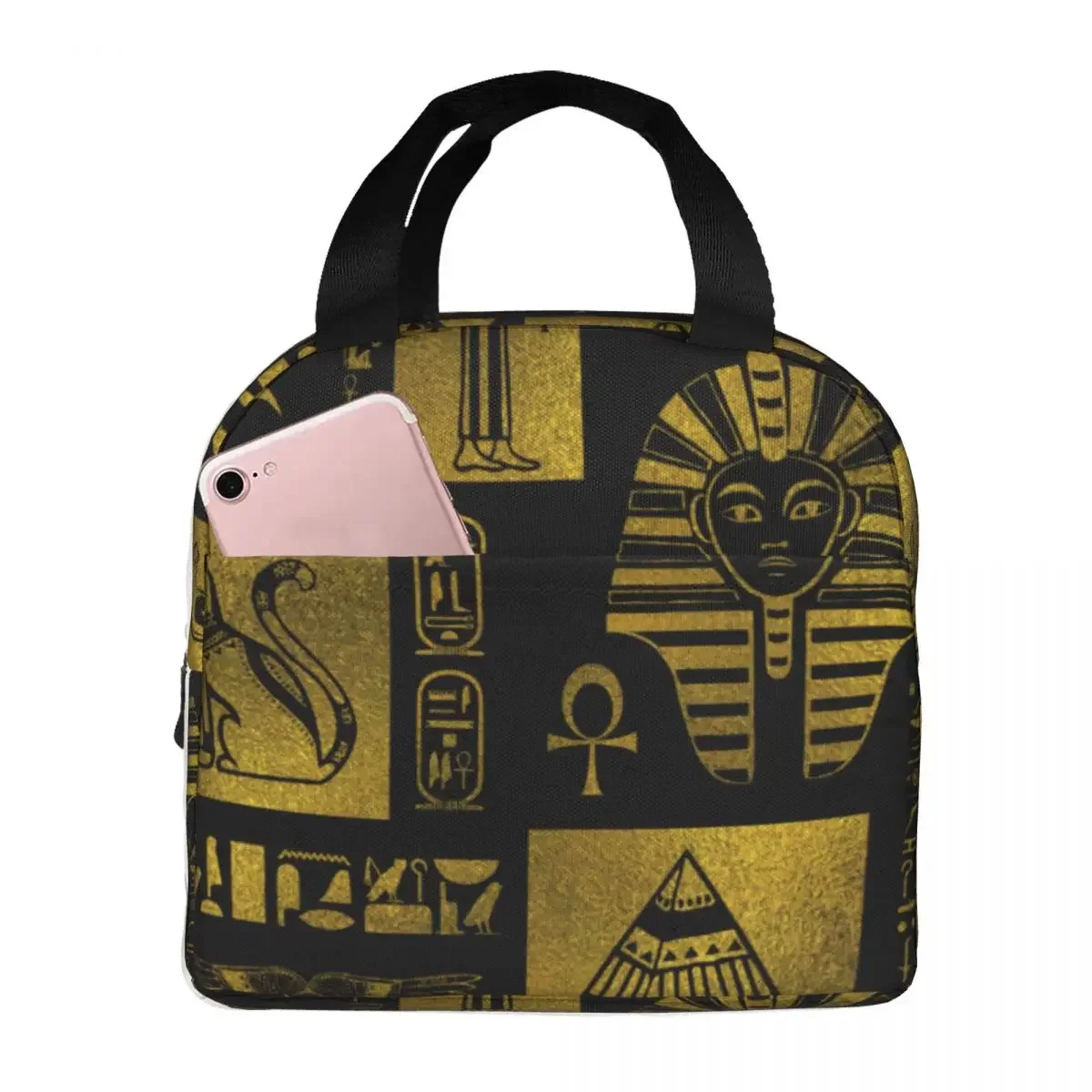 Egyptian Egypt Pharaoh Ethnic Ancient Lunch Bag Portable Insulated Oxford Cooler Thermal Picnic Travel Tote for Women Girl