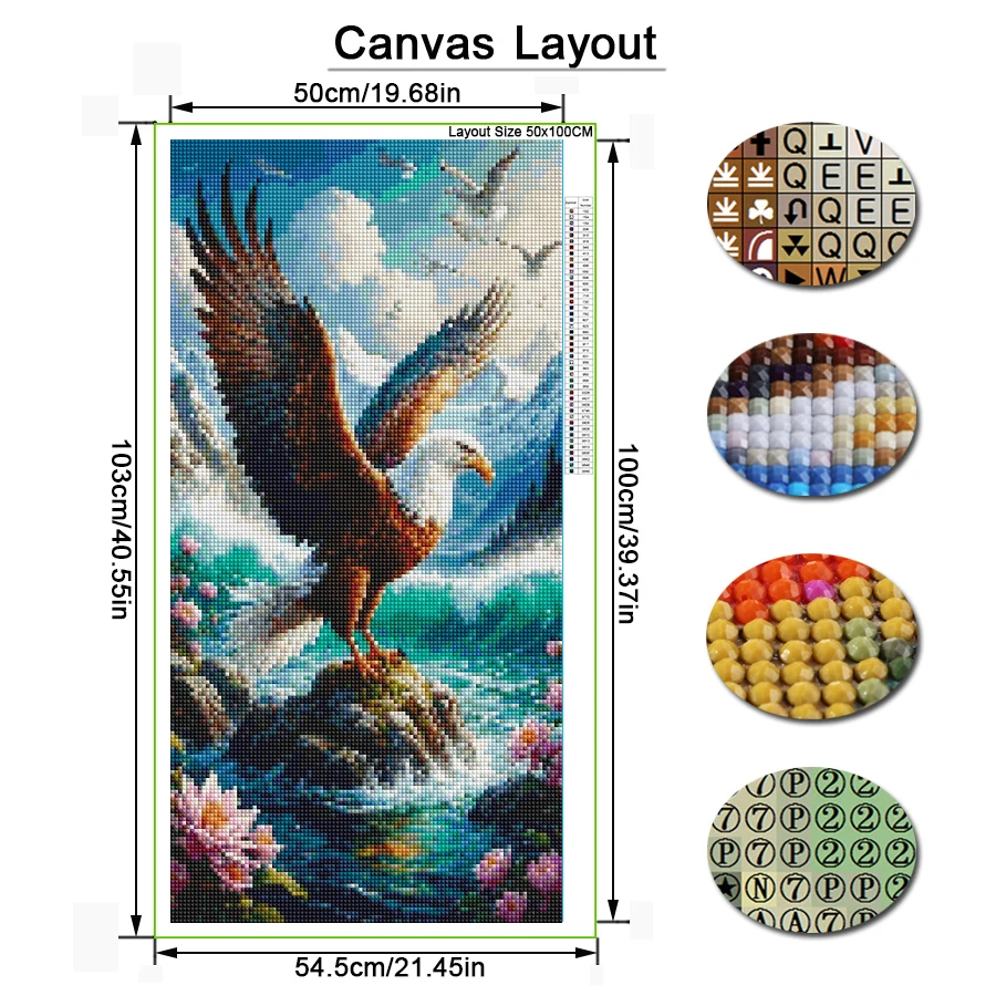 Diy Diamond Embroidery Eagle Large Size Diamonds Art Painting Wild Animals Full Drill Jewelry Cross Stitch Kits Wall Decor