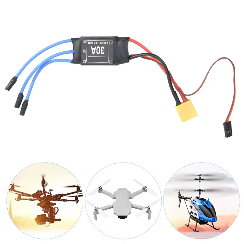 【AA04】4PCS 2-4S 30A RC Brushless ESC XT60 Electric Speed Controller 5V 2A For 2 To 4S Lipo Battery Multicopter Quadcopter Durabl
