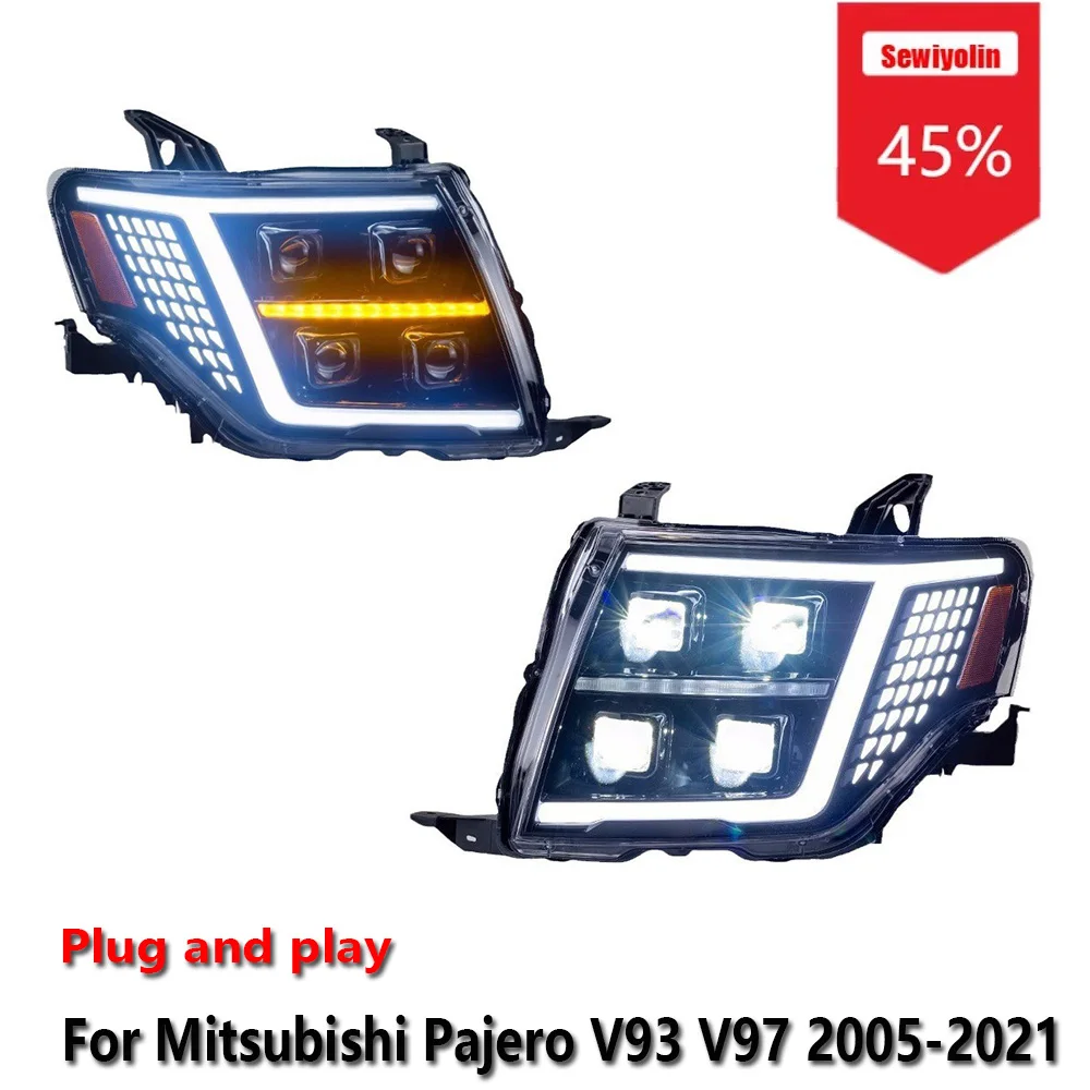

Автомобильные светодиодные фары Sewiyolin в сборе для Mitsubishi Pajero V93 V97 2005-2021, противотуманные фары DRL, стоп-сигналы поворота, Plug and Play