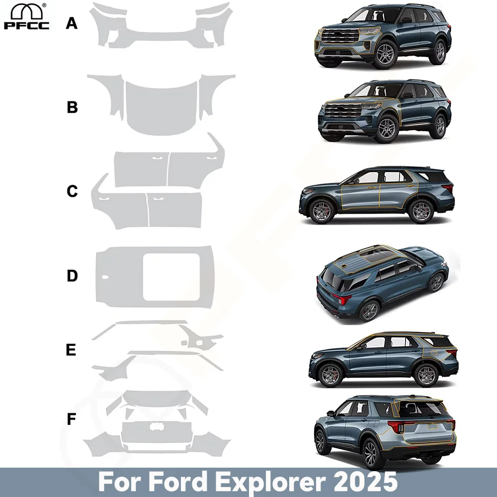 

For Ford Explorer 2025 Pre-cut TPU Car Paint Protection Film PPF Kit Self-Healing Bra Body Sticker Anti-Scratch Resistant Cover