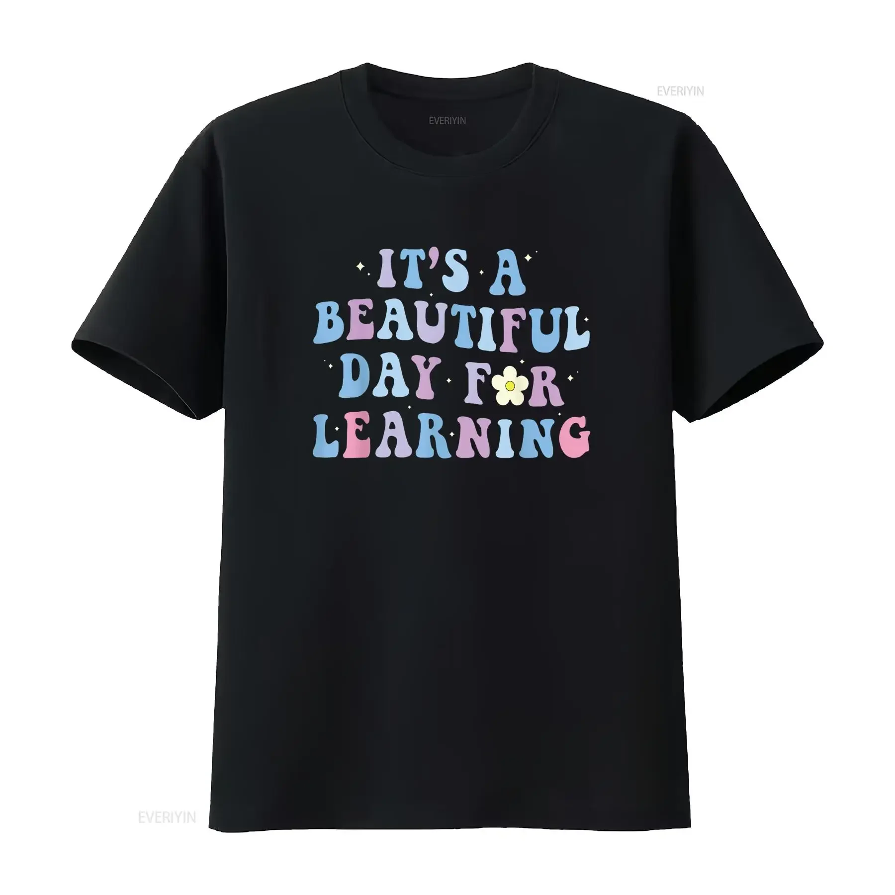 It s Beautiful Day For Learning Retro Teacher Stud Unique Women  T Shirt with Eye catching Prints  vintage Washed homme Casual